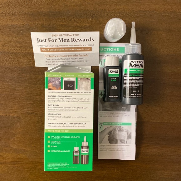 Just For Men Shampoo-In Color H-25 Light Brown 100% Natural Look 5 Minutes - Picture 2 of 6